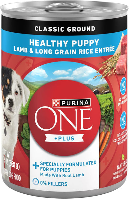 plus Wet Puppy Food Classic Ground Healthy Puppy Lamb and Long Grain Rice Entree - (Pack of 12) 13 Oz. Cans