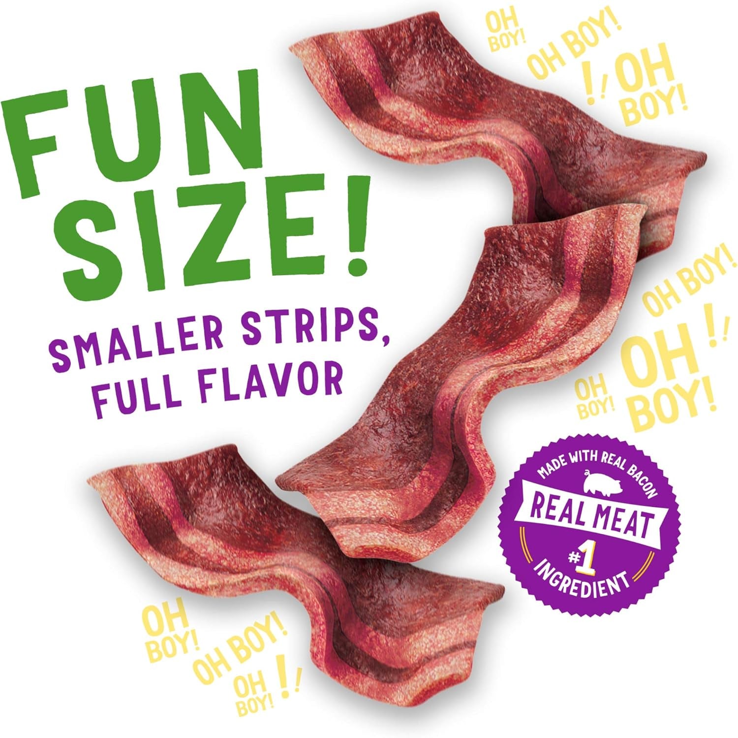 with Real Meat Dog Treats, Fun Size Original with Bacon Flavor - 25 Oz. Pouch