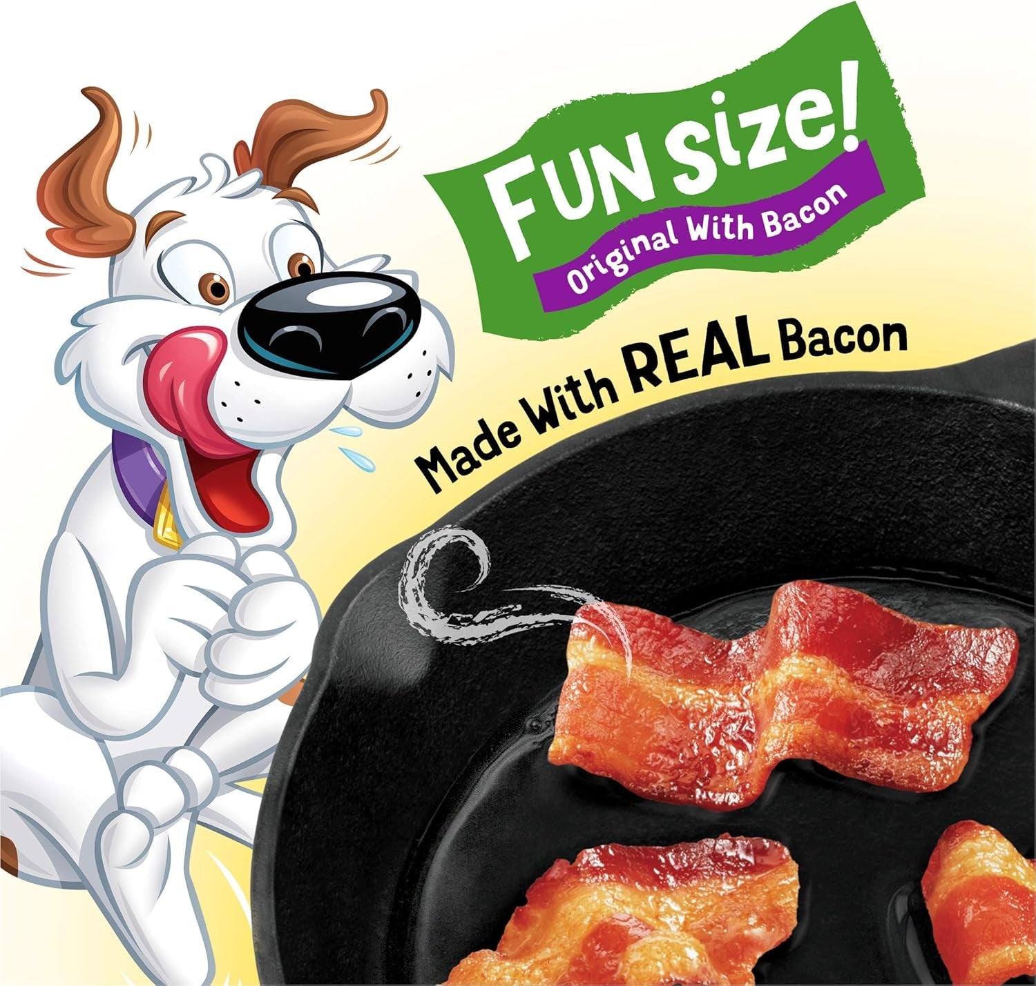 with Real Meat Dog Treats, Fun Size Original with Bacon Flavor - 25 Oz. Pouch
