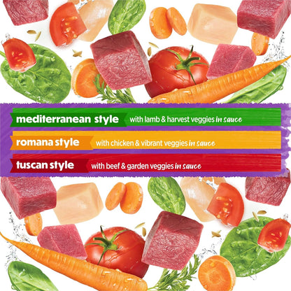 Purina Beneful Medleys Wet Dog Food Variety Pack with Tuscan, Romana, and Mediterranean Style Dog Food in Dog Gravy, 30 Pack - (Pack of 30) 3 Oz. Cans