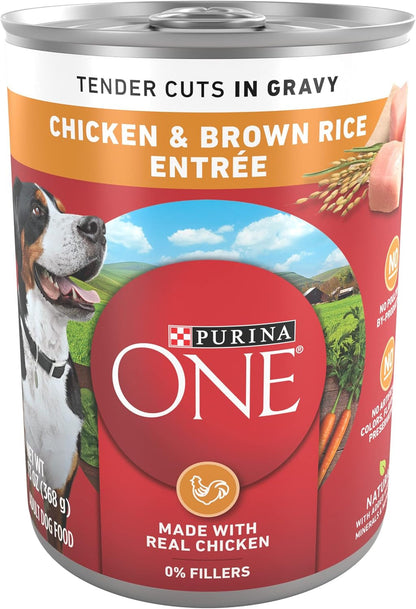 Natural High Protein Dog Food, Tender Cuts in Gravy Chicken and Brown Rice Entrée - 13 Ounce (Pack of 12)
