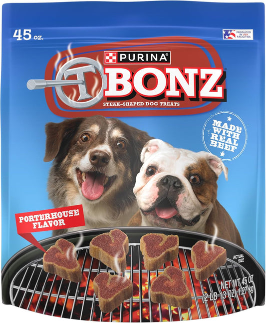 Purina T-Bonz Porterhouse Flavor Steak Shaped Treats for Dogs - 45 Oz. Pouch
