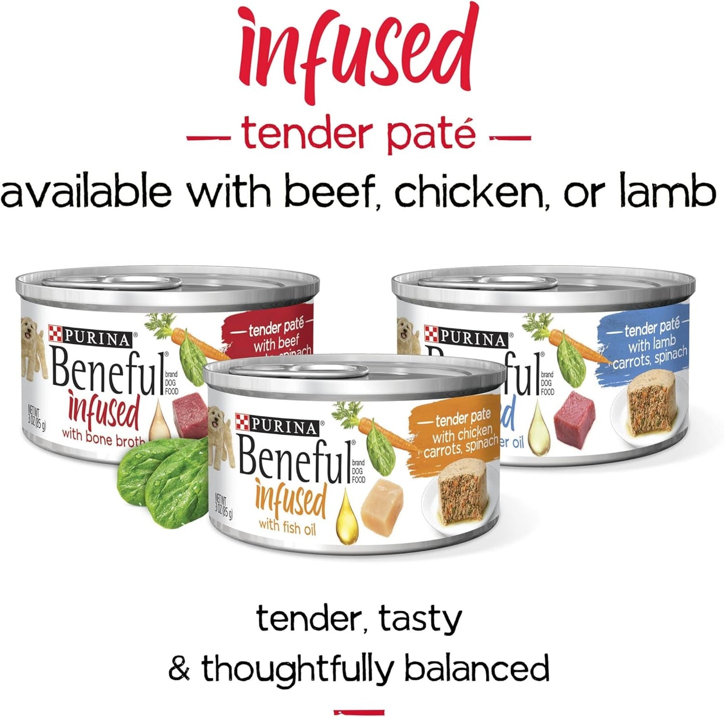 Purina  Infused Pate Wet Dog Food Variety Pack, Pate with Real Lamb, Chicken or Beef Varieties - (2 Packs of 12) 3 Oz. Cans