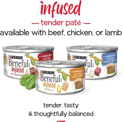 Purina  Infused Pate Wet Dog Food Variety Pack, Pate with Real Lamb, Chicken or Beef Varieties - (2 Packs of 12) 3 Oz. Cans