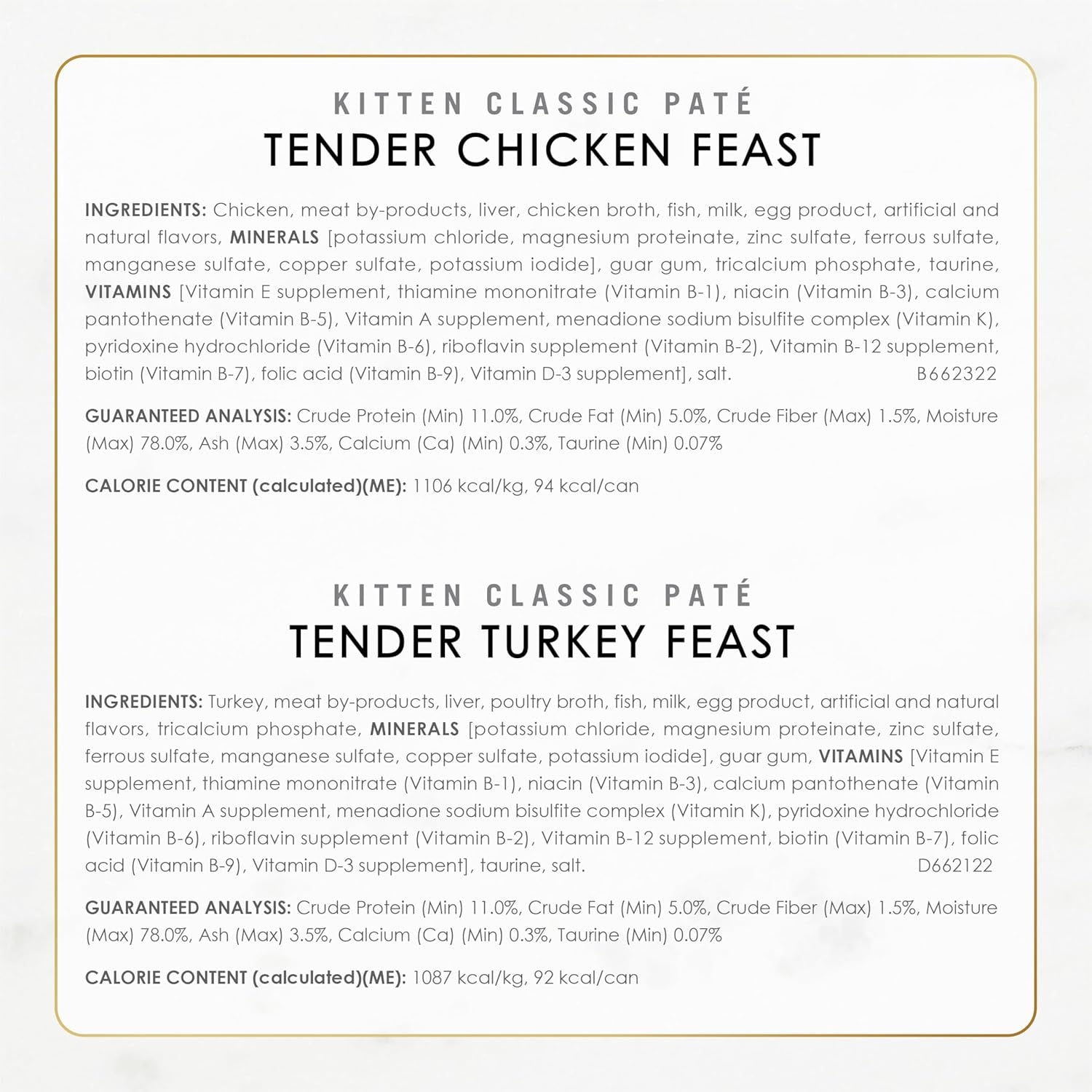 Purina  Tender Ocean Whitefish, Turkey, Chicken and Salmon Feasts Wet Kitten Food Variety Pack - (Pack of 24) 3 Oz. Boxes