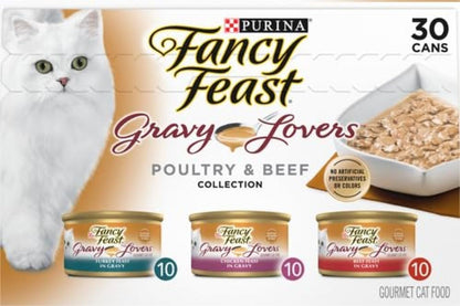 Purina  Gravy Lovers Poultry and Beef Grilled Gourmet Wet Cat Food Variety Pack - (Pack of 30) 3 Oz. Cans