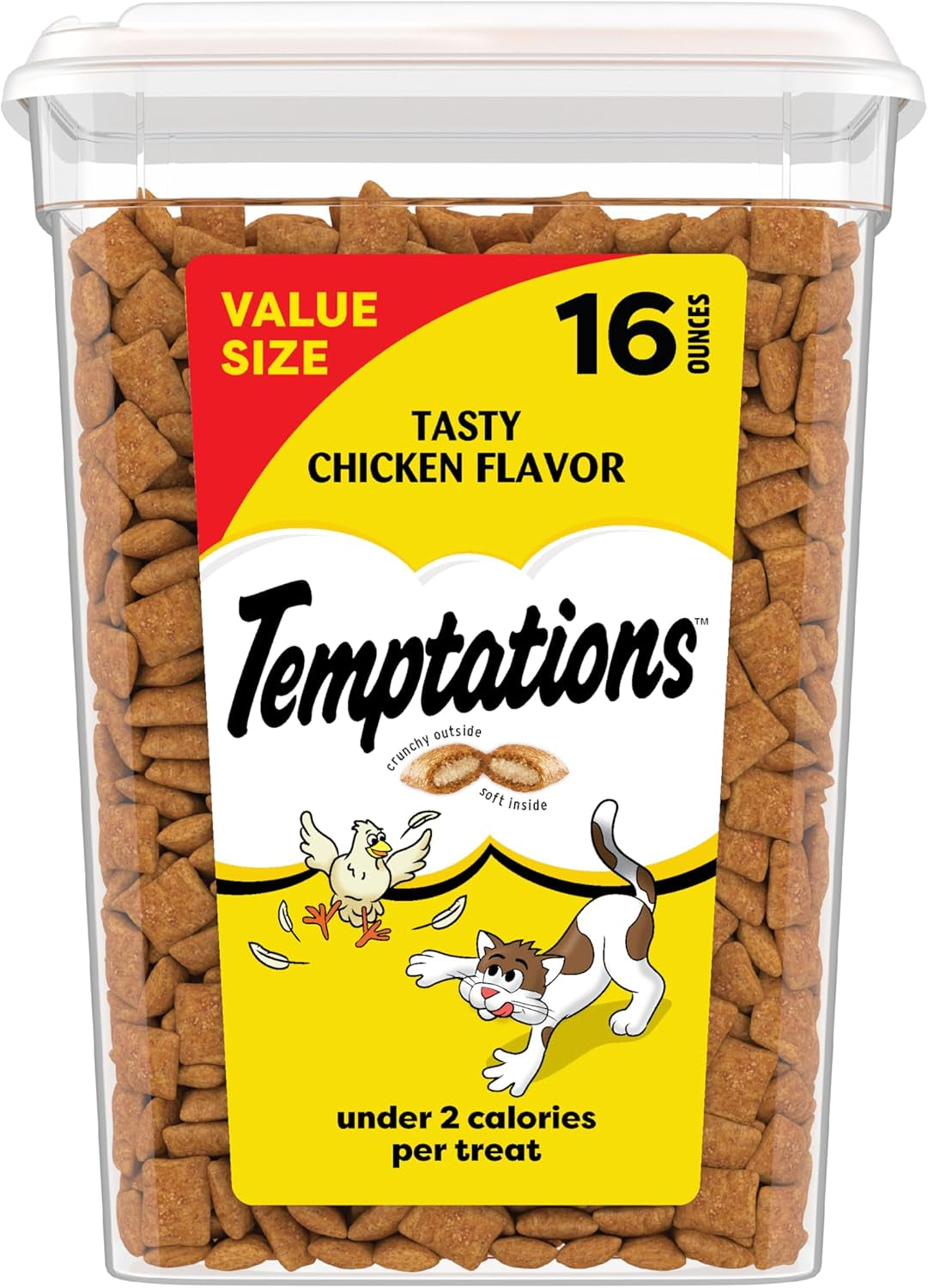 Classic Crunchy and Soft Cat Treats Tasty Chicken Flavor, 30 Oz. Tub